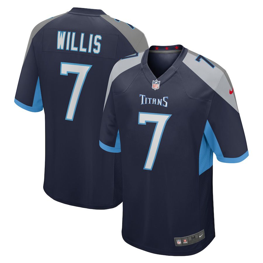 Men Tennessee Titans #7 Malik Willis Nike Navy 2022 NFL Draft Pick Player Game Jersey